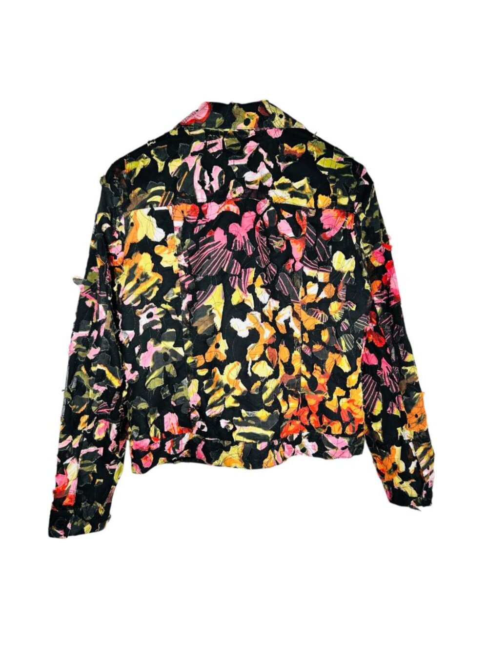 City Girl Size Small Jacket Floral 3D Art Sheer Formal Party Office Work